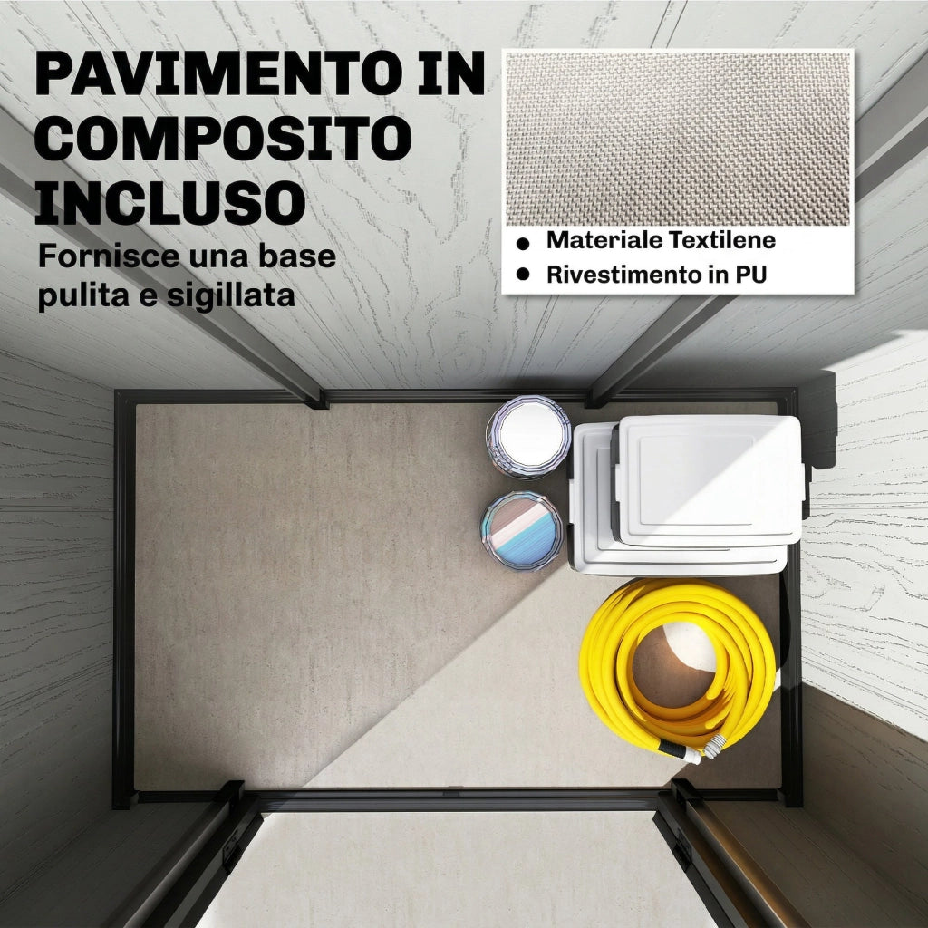 Capanno Giardino 160L x 98P x 217A cm, Plastica, Doppie Porte Bloccabili, Grigio