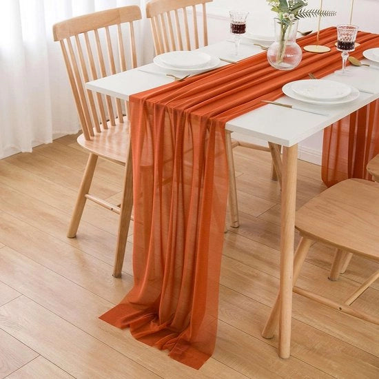 Tavolo da Giardino Chiffon con Copertura Terracotta per Feste e Matrimoni