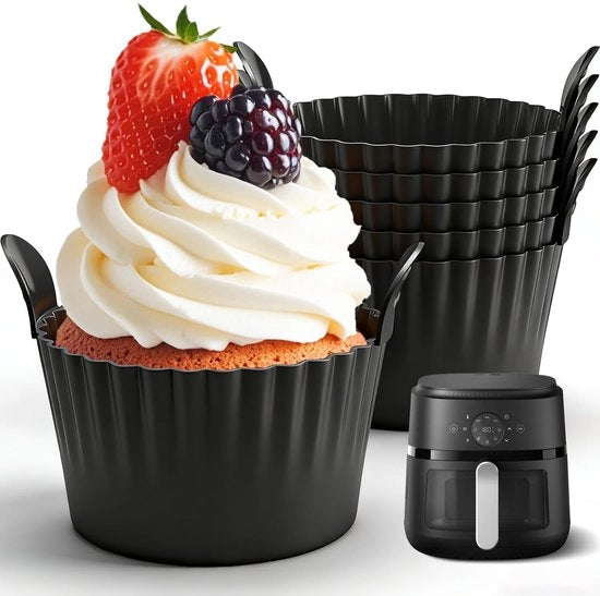 Set di Forme in Silicone da 6 - Antiscivolo - Per Uova/Cupcake - Resistente a Forno/Microonde - Riciclabile - Pulizia Facile - Muffiniera