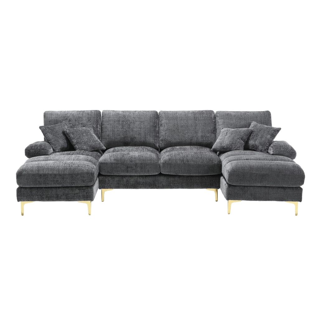 Divano angolare U ¨C MINIMAL ¨C Chenille, 5 posti, grigio