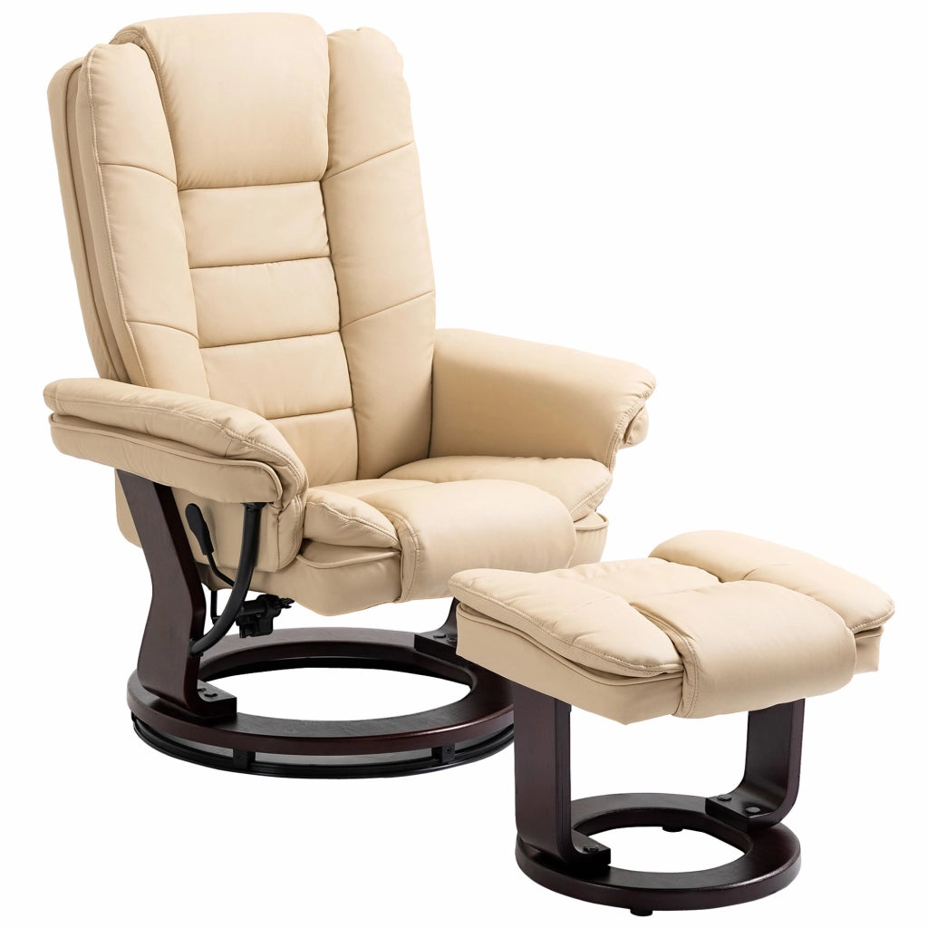 Poltrona Relax con Pouf ¨C Xylo ¨C Reclinabile Girevole 360¡ã Similpelle PU Grigio