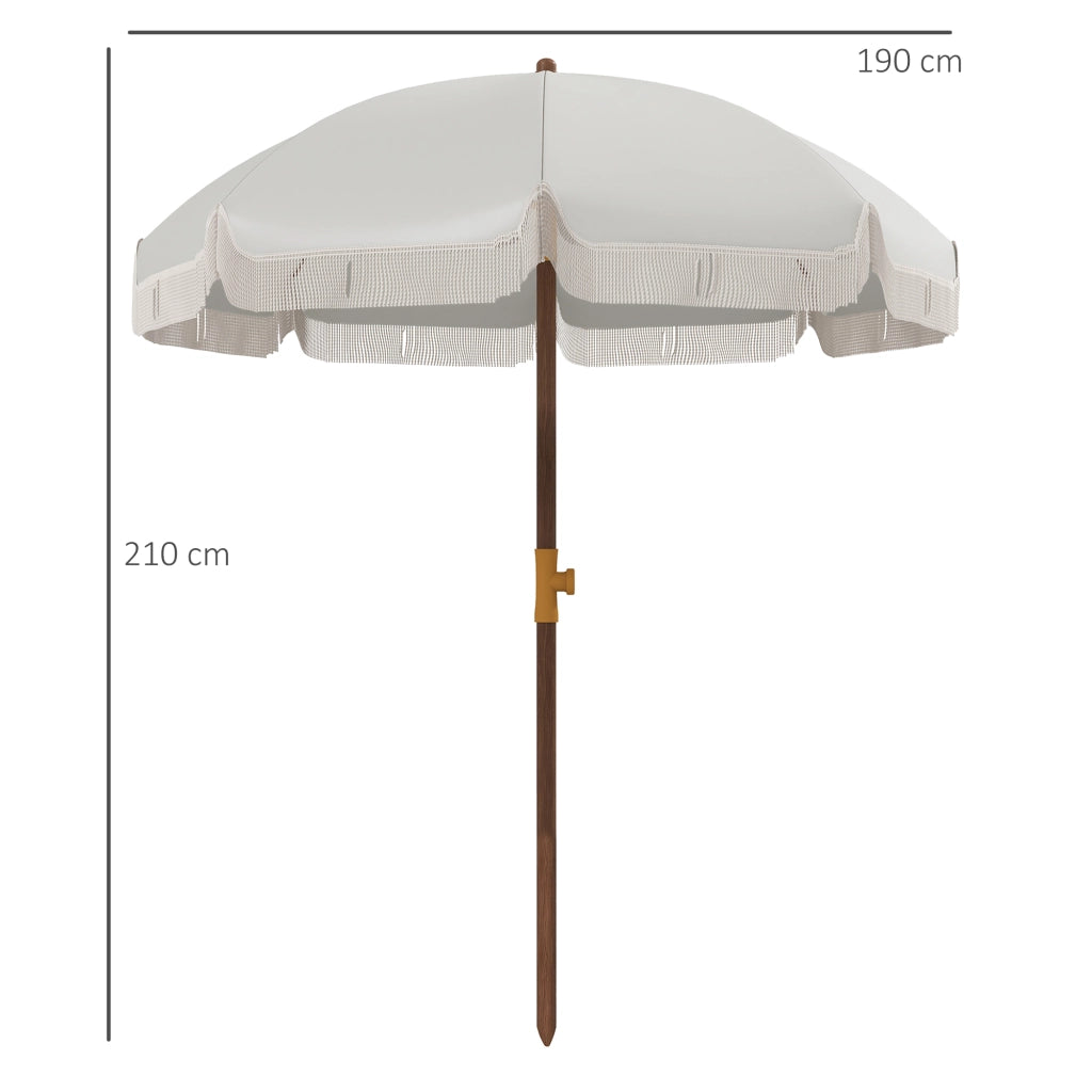 Ombrellone da Giardino con Frange ¨C Minimal ¨C Grigio ?190x210 cm