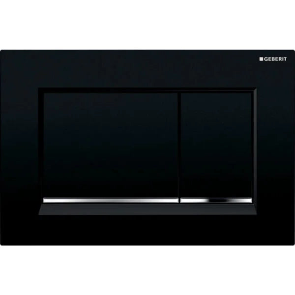 PLACCA DI COMANDO SIGMA 30 DOPPIO TASTO NERO CROMO NERO GEBERIT