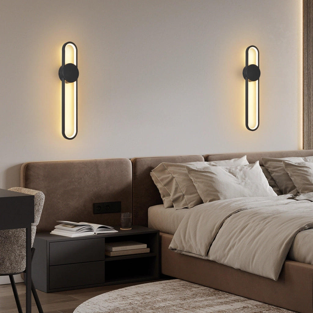 ZMH Applique LED moderna 12w 60cm 3000k Nero minimalista