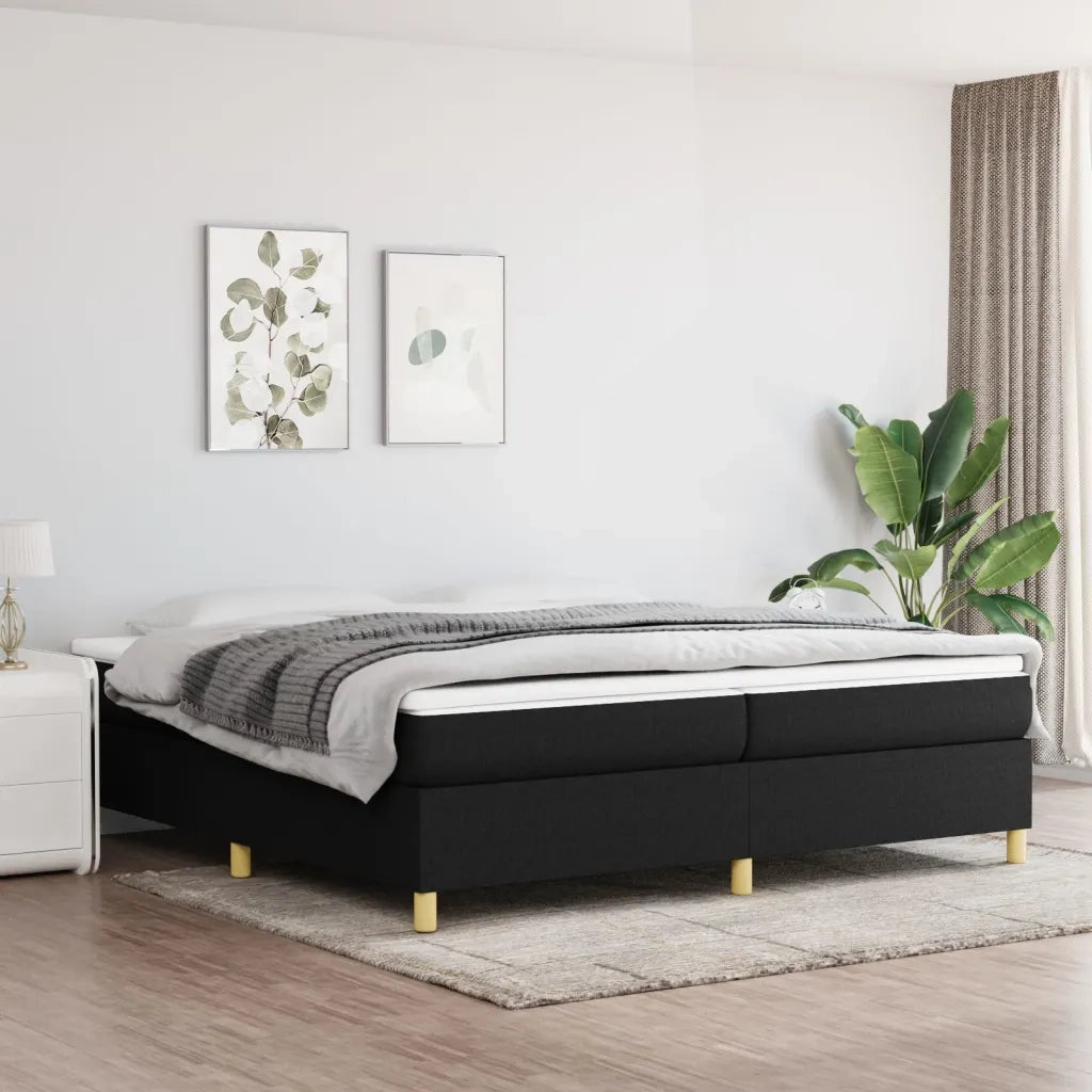 Struttura Letto a Rete a Molle Nero 200x200 cm in Tessuto 3120987