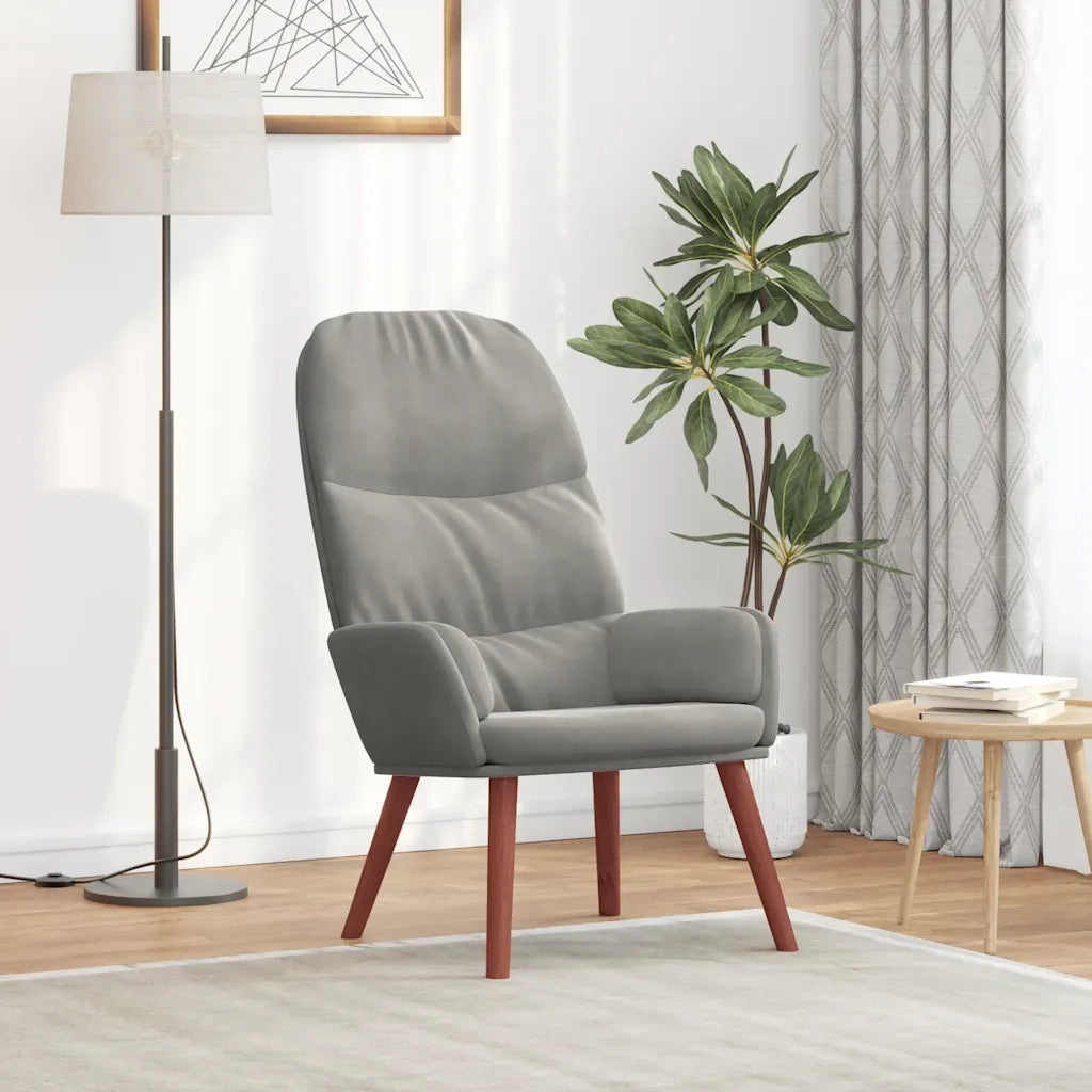 Poltrona | Sedia Relax Grigio Chiaro in Velluto