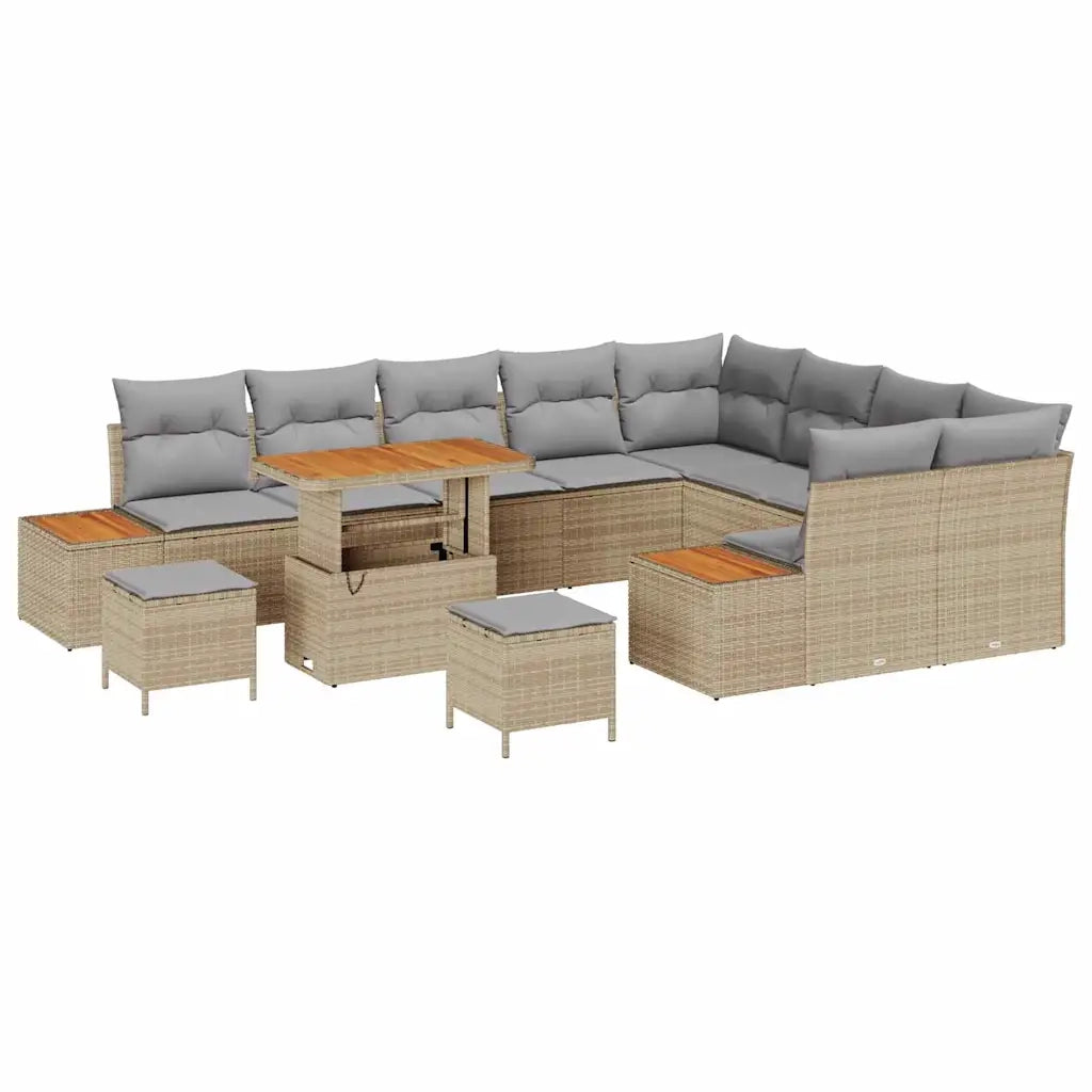 Set Divano da Giardino 12 pcs Beige polyrattan