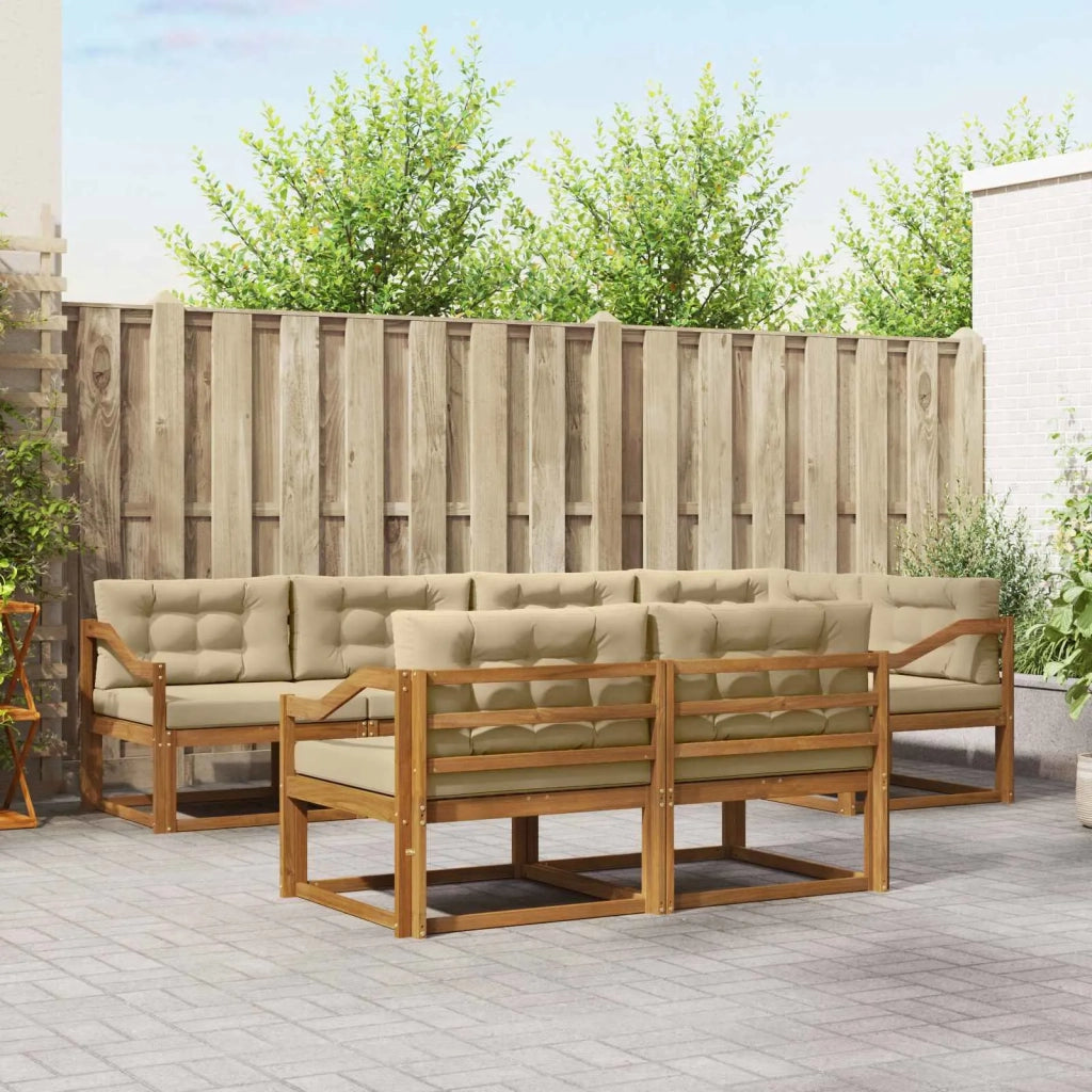 Set di divani da esterno con cuscino 7 pcs Naturale e Beige 3367736
