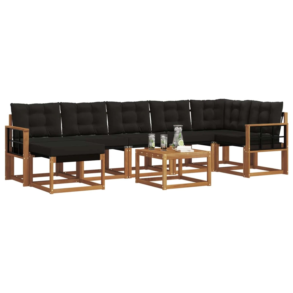 Set di divani da esterno con cuscino 8 pcs Naturale e Nero 3368911