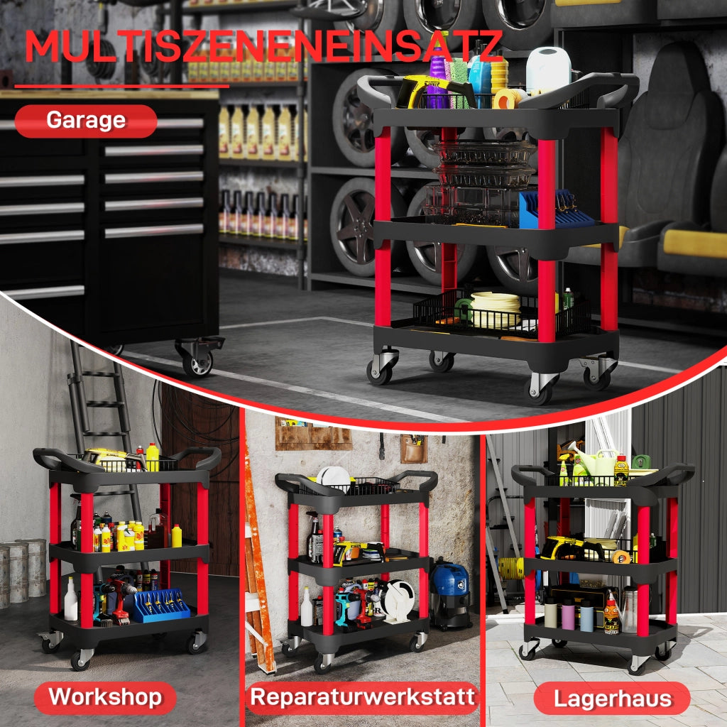 Carrello per attrezzi con 3 livelli ¨C Minimal ¨C Nero, plastica