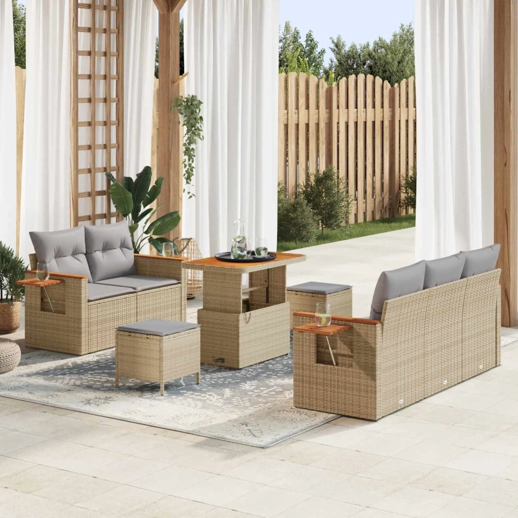 Set Divano da Giardino 8 pcs Beige polyrattan 3362992