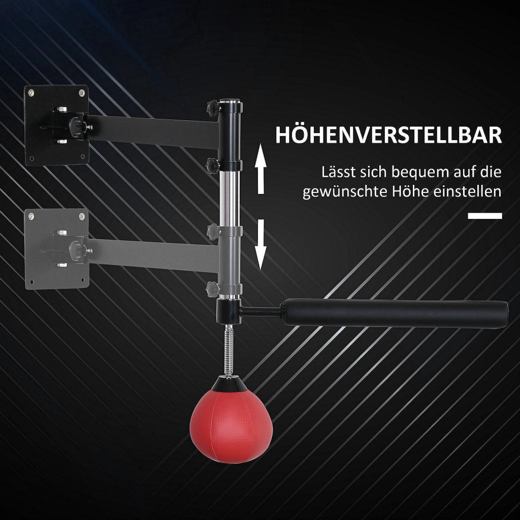 Supporto per Boxe con Palla Velocit¨¤ e Asta Riflesso ¨C Xylo ¨C Montaggio a Parete, Altezza Regolabile, Nero/Rosso
