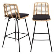 IDMarket - Set di 2 sgabelli da bar SUMMER in rattan con gambe in metallo nero