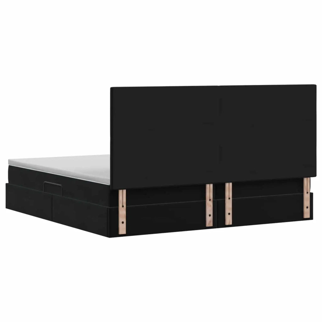 Letto con contenitore LED e materasso Nero 200 x 200 cm Velluto 3460094