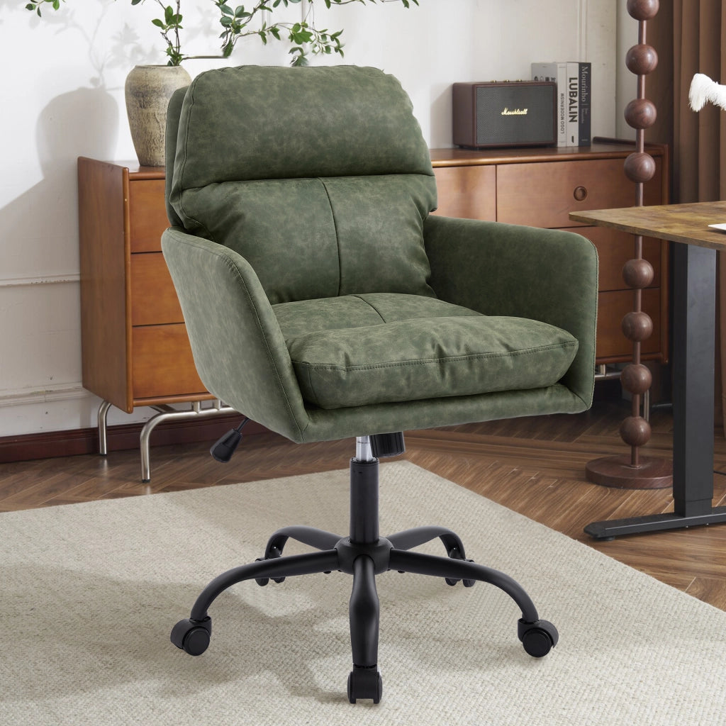 Sedia da ufficio regolabile in altezza - Zephmum - Base nera in PU, verde