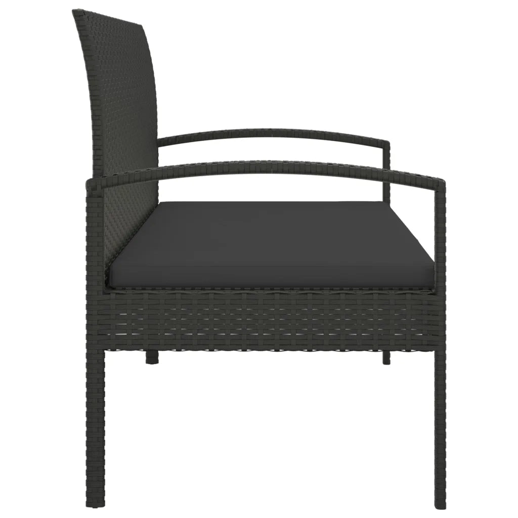 Panca da Giardino con Cuscino Nera 105 cm in Polyrattan 362168