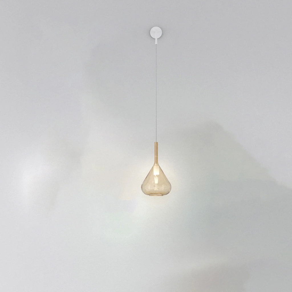 Applique Contemporanea Kona Metallo Bianco Vetro Ambra 1 Luce E27