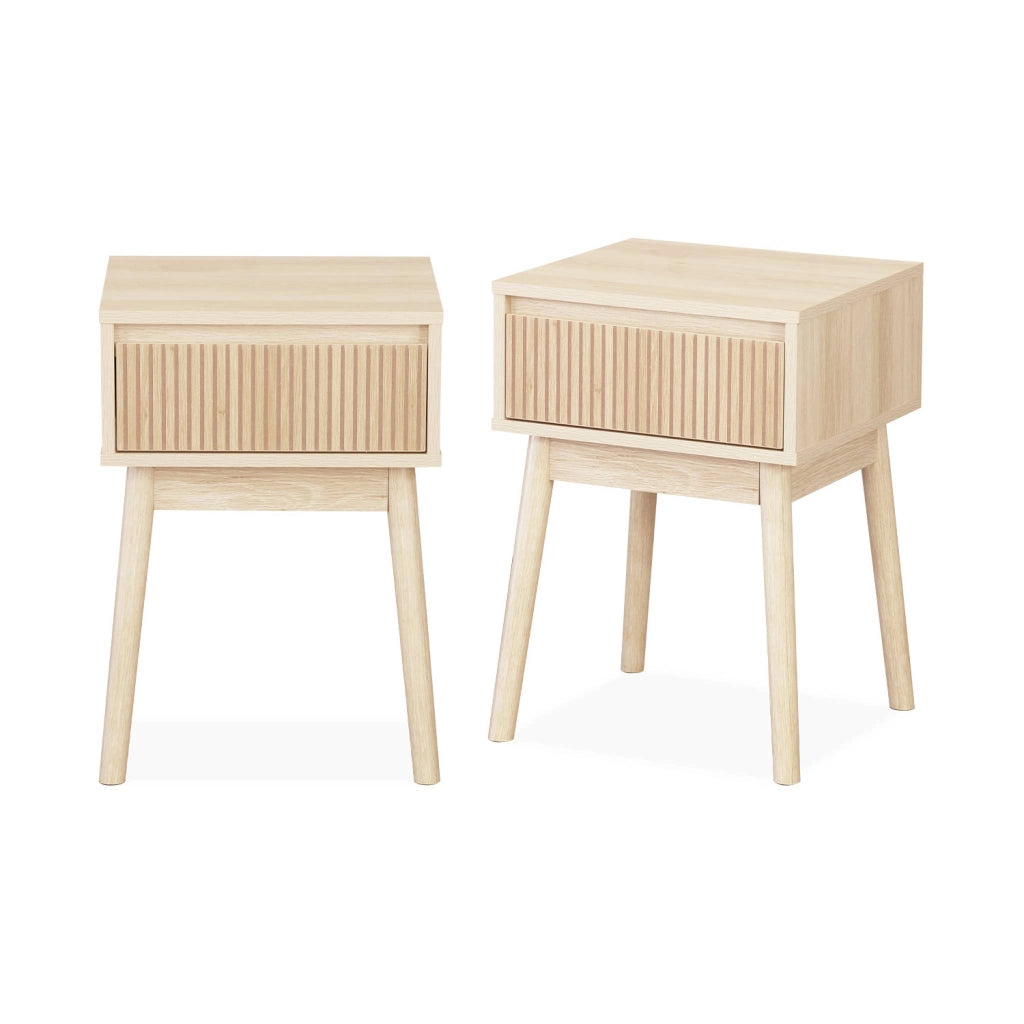 Set 2 comodini effetto legno con cassetto, marrone naturale