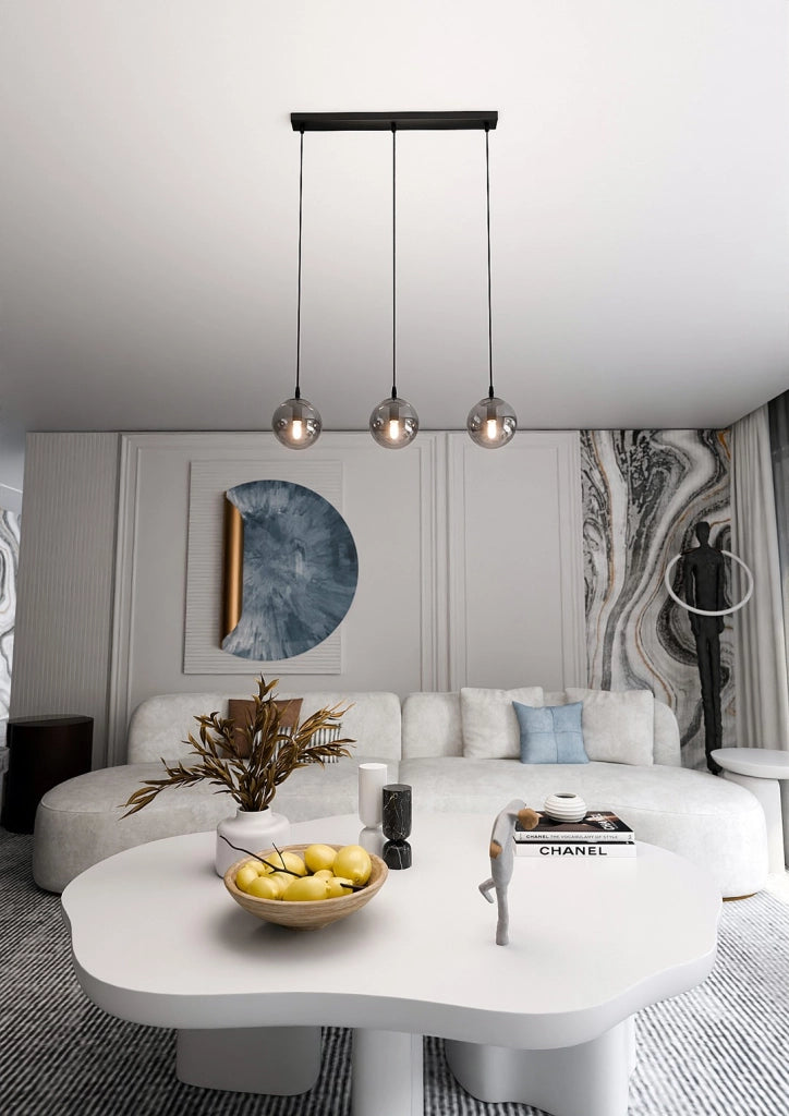Lampadario Emibig Cosmo 3 luci E14 nero grafite vetro