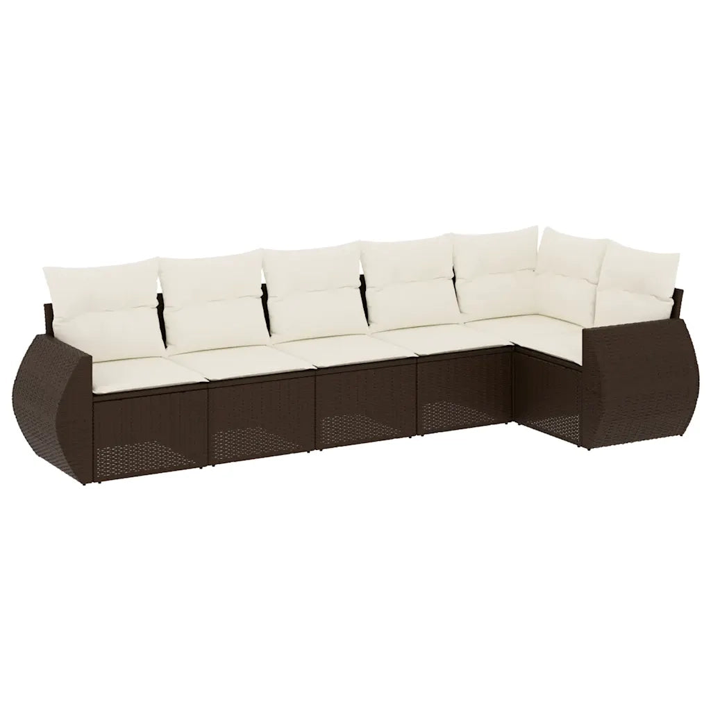 Set Divano da Giardino 6 pz con Cuscini Marrone in Polyrattan 3253730