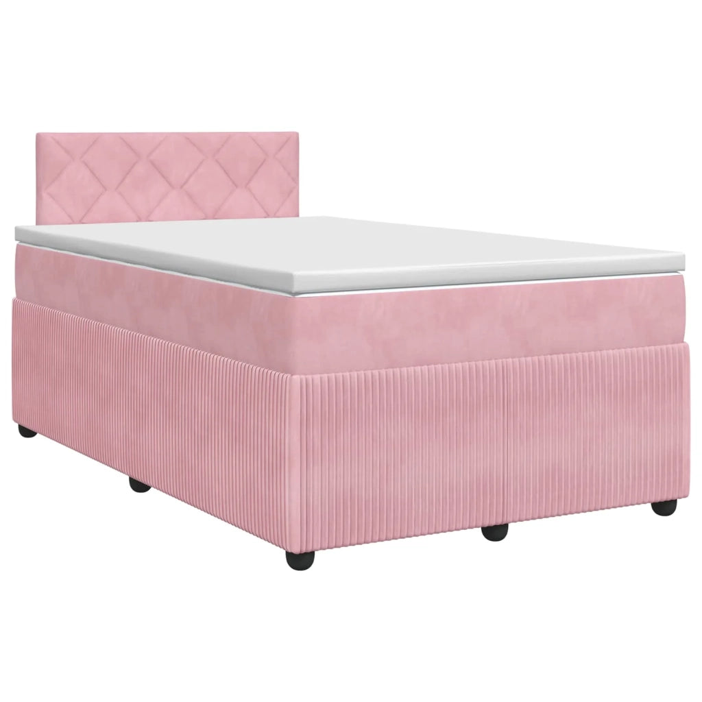 Letto box spring con materasso Rosa 120 x 190 cm Velluto 3451648