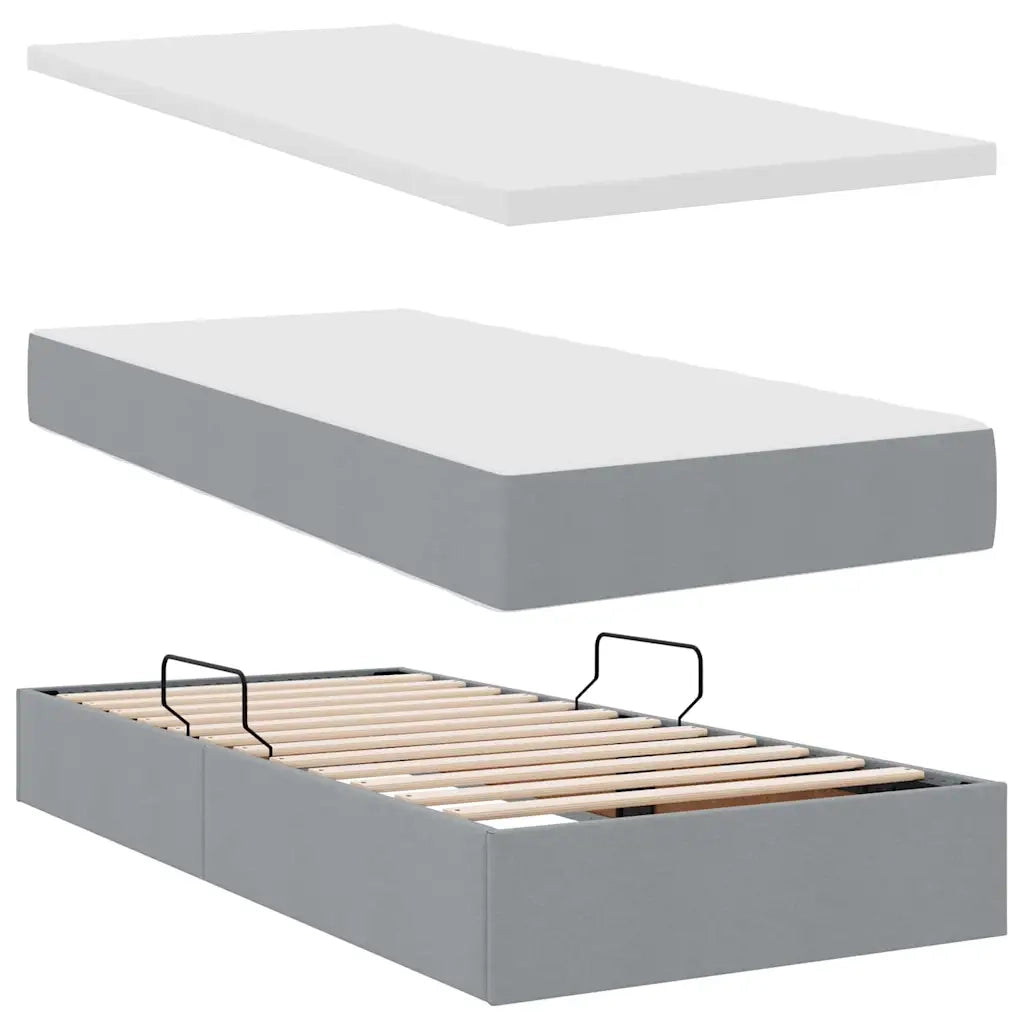 Letto con contenitore e materasso Grigio chiaro 100 x 200 cm 3370425