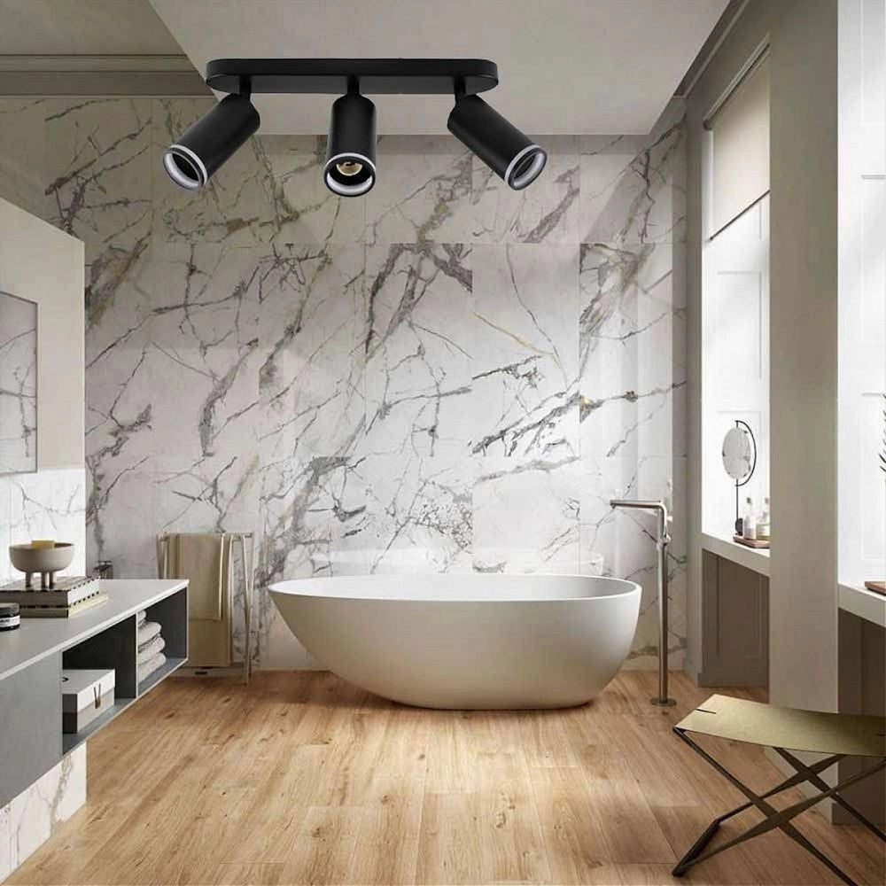 Trade Shop - Applique Plafoniera Orientabile Da Soffitto Parete 3 Diffusori Lampada Gu10 Ts-3 - Nero