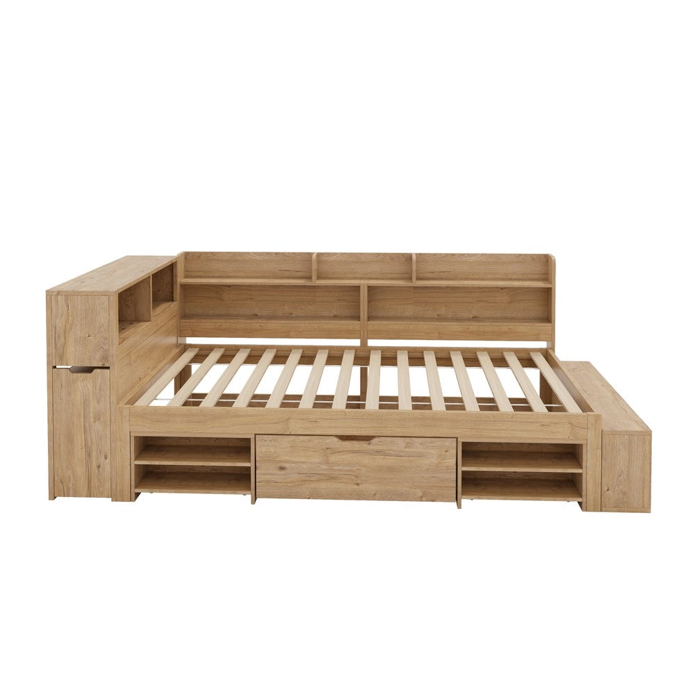 Letto Singolo Contenitore per Bambini con Cassetti e Ripiani ¨C MINIMAL ¨C 90x200, Naturale