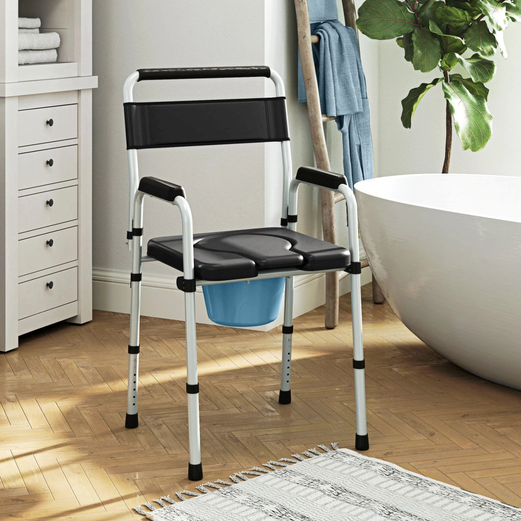 Sedia Pieghevole da Bagno ¨C Minimal ¨C Nero, 150 kg