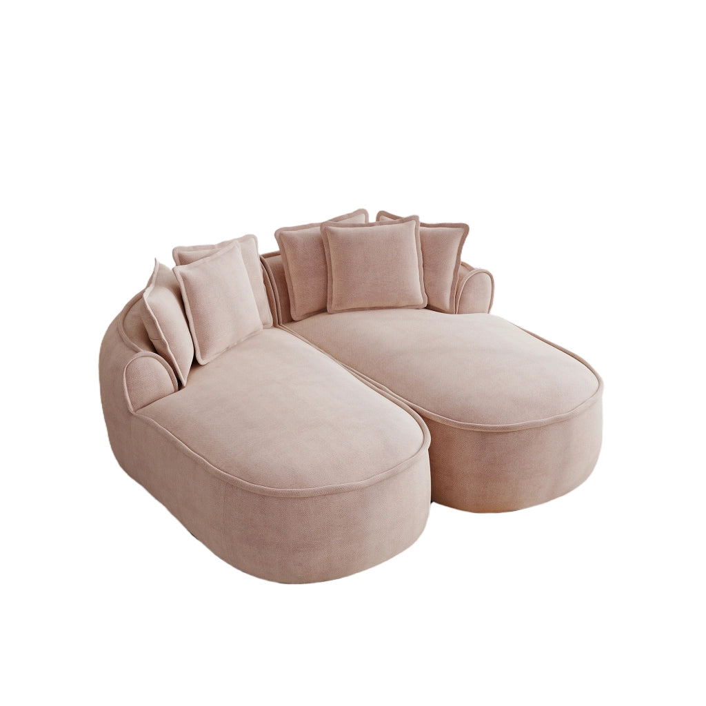 Divano Chaise Longue Doppio in Chenille con Cuscini ¨C MINIMAL ¨C Rosa