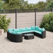 Set Divani da Giardino 10pz con Cuscini in Polyrattan Nero 3308404