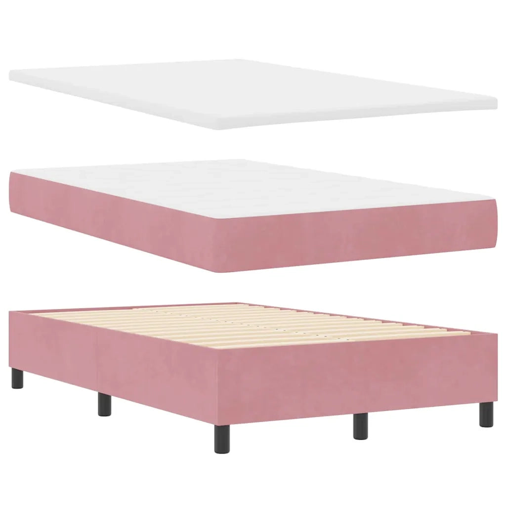 Letto a molle con materasso Rosa 120 x 200 cm Velluto 3339763