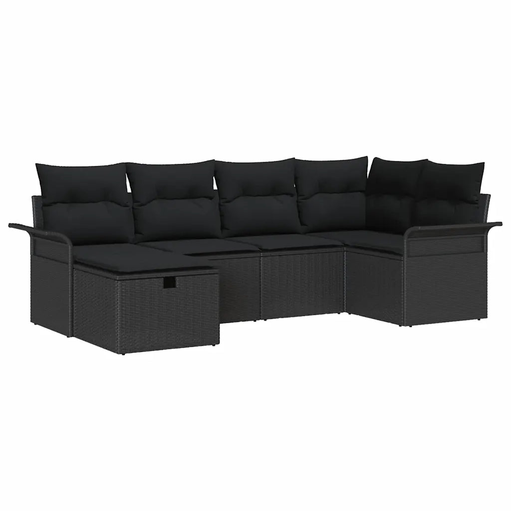 Set Divano da Giardino con cuscino 6 pcs Poly Rattan