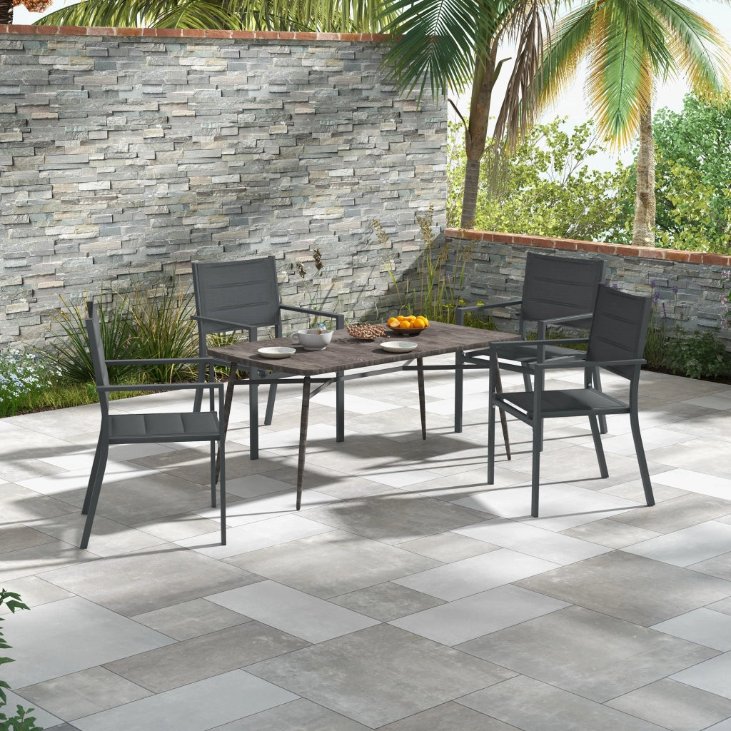 Sedia da giardino impilabile ¨C Minimal ¨C alluminio e textilene, con braccioli, 4 pezzi