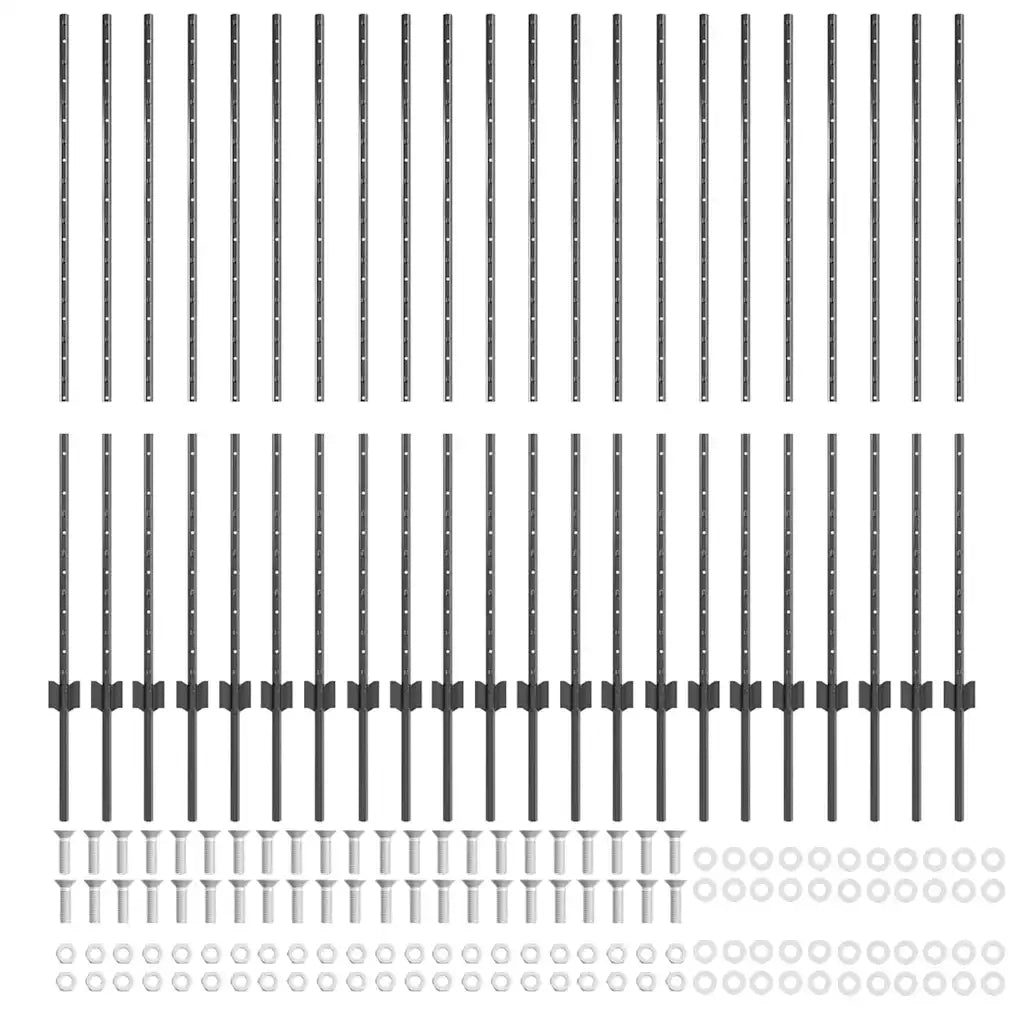 Palo della recinzione 22 pcs Grigio 180 cm Acciaio 3335940