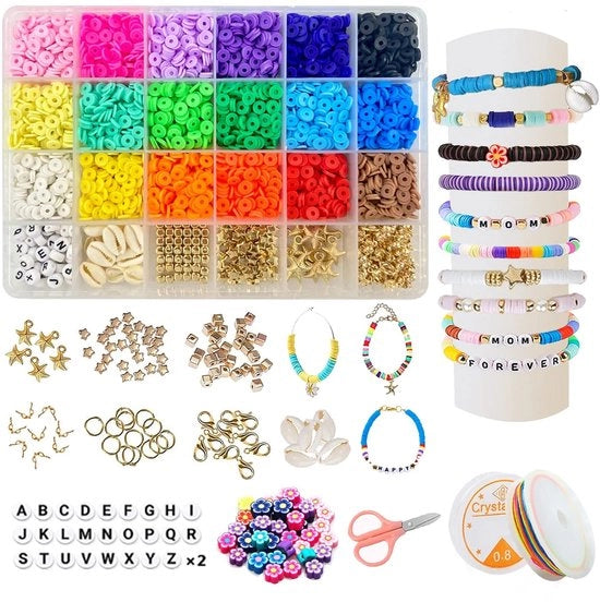 Set di Perle 5000 pezzi - Perle di Gomma - Set Creativo - Crea Gioielli - Bracciale/Collana - Accessori e Accessori