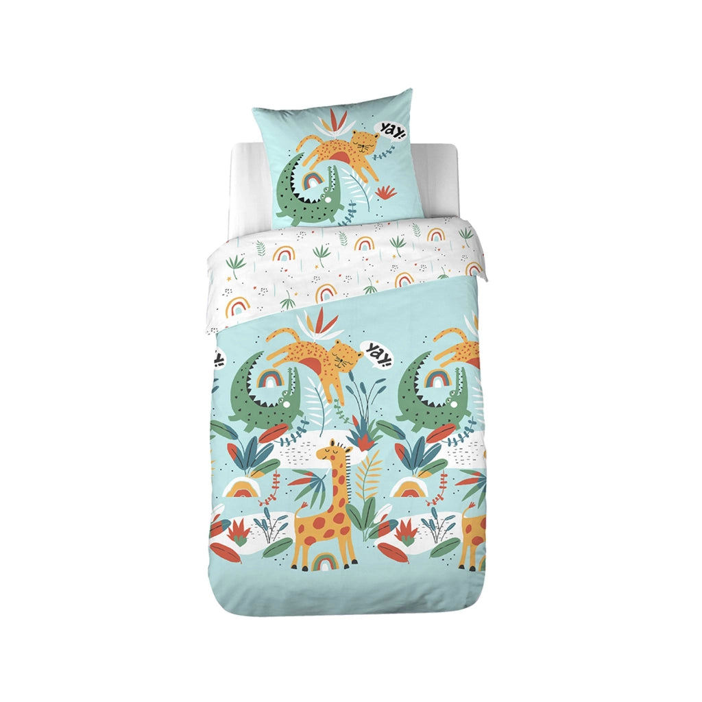 Set biancheria da letto cotone reversibile stampato savana /