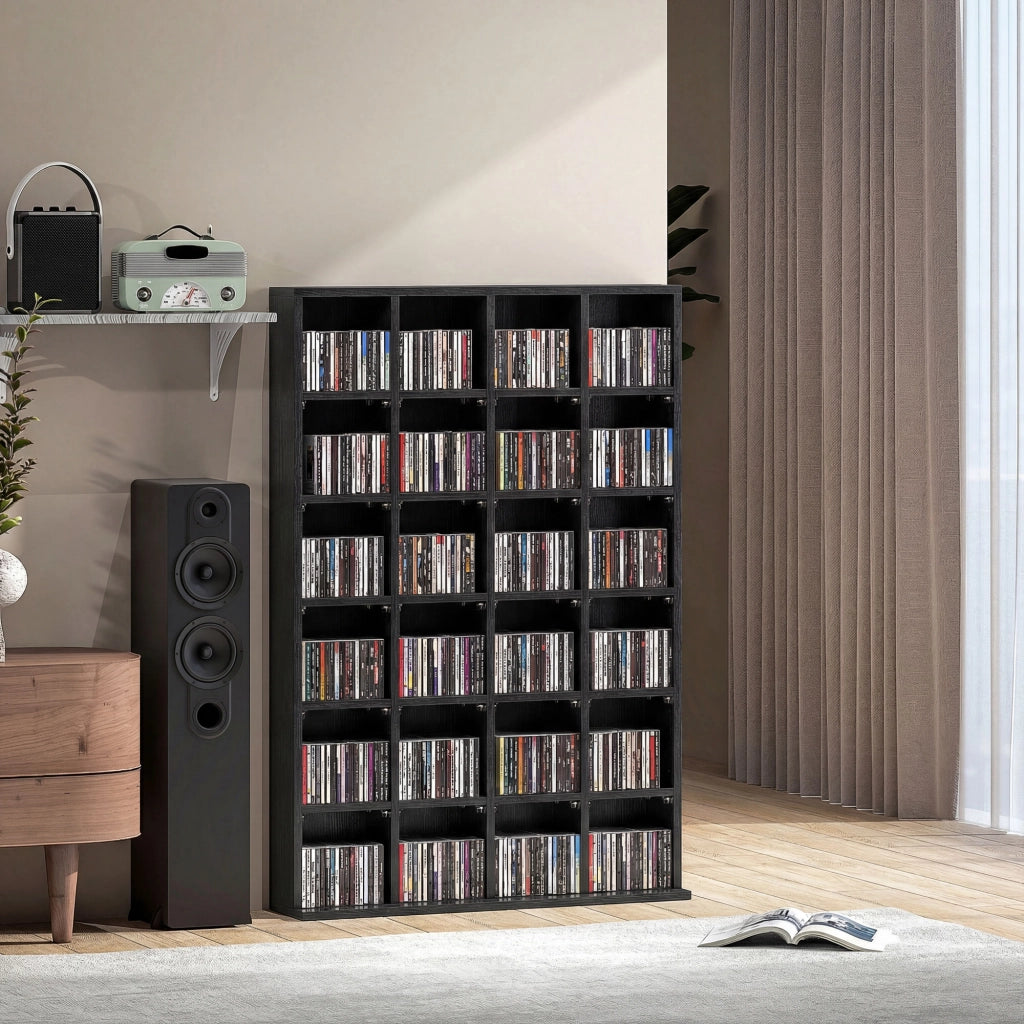 Mobile CD con Ripiani Regolabili ¨C zephmum ¨C Nero 89x20x130.5 cm