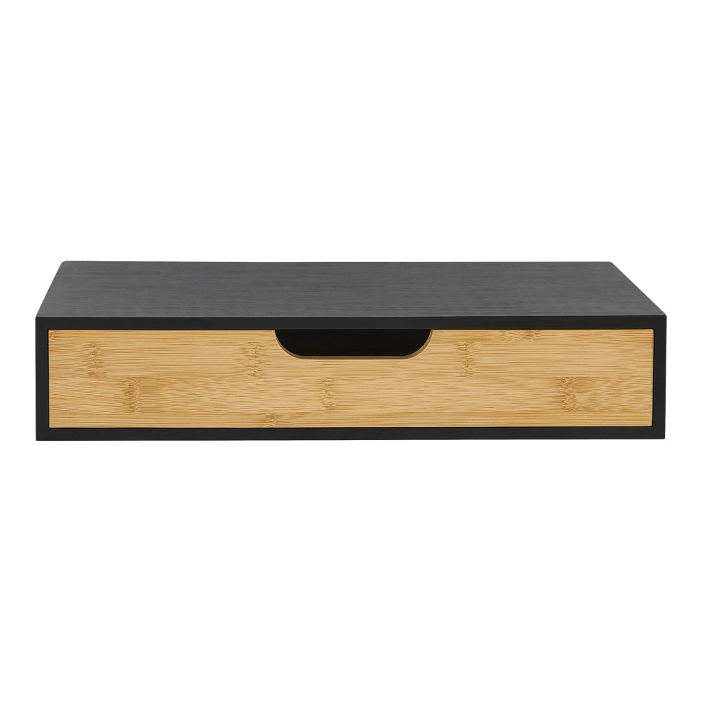 Set Bokn di 2 Mensole con Cassetto Integrato 40 x 24 x 8 cm Bambù - Nero [en.casa]