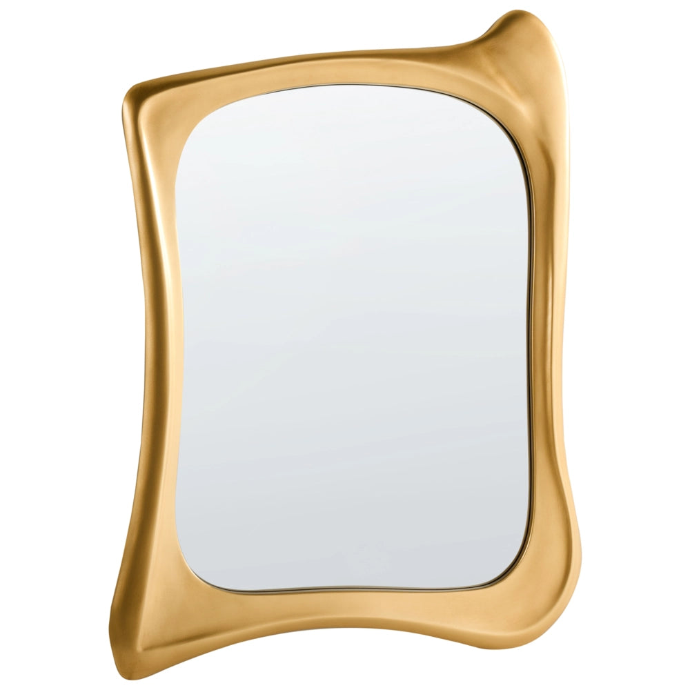 Specchio da parete in vetro con cornice in PU oro 65 x 94 cm Forma irregolare Decorativo a parete Stile moderno
