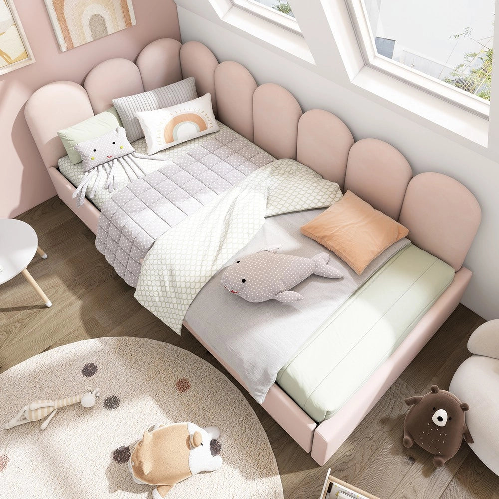 Letto Singolo Imbottito con Cassetti ¨C MINIMAL ¨C Velluto Rosa 90x200