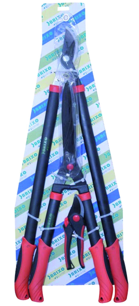 SET 3 PZ POTATURA BRIXO STEEL PER GIARDINAGGIO CESOIE FORBICI TAGLIARAMI SIEPI