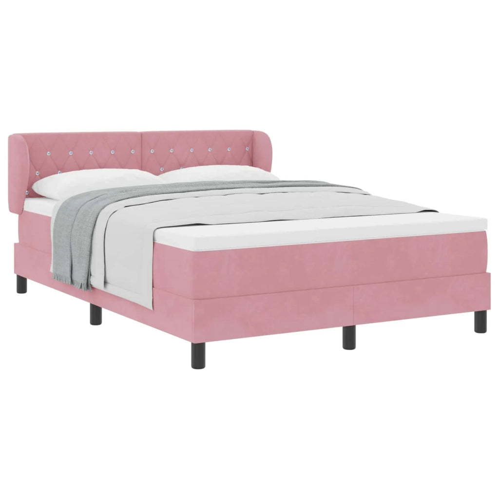 Letto a molle con testiera Rosa 160 x 200 cm Velluto 3340345