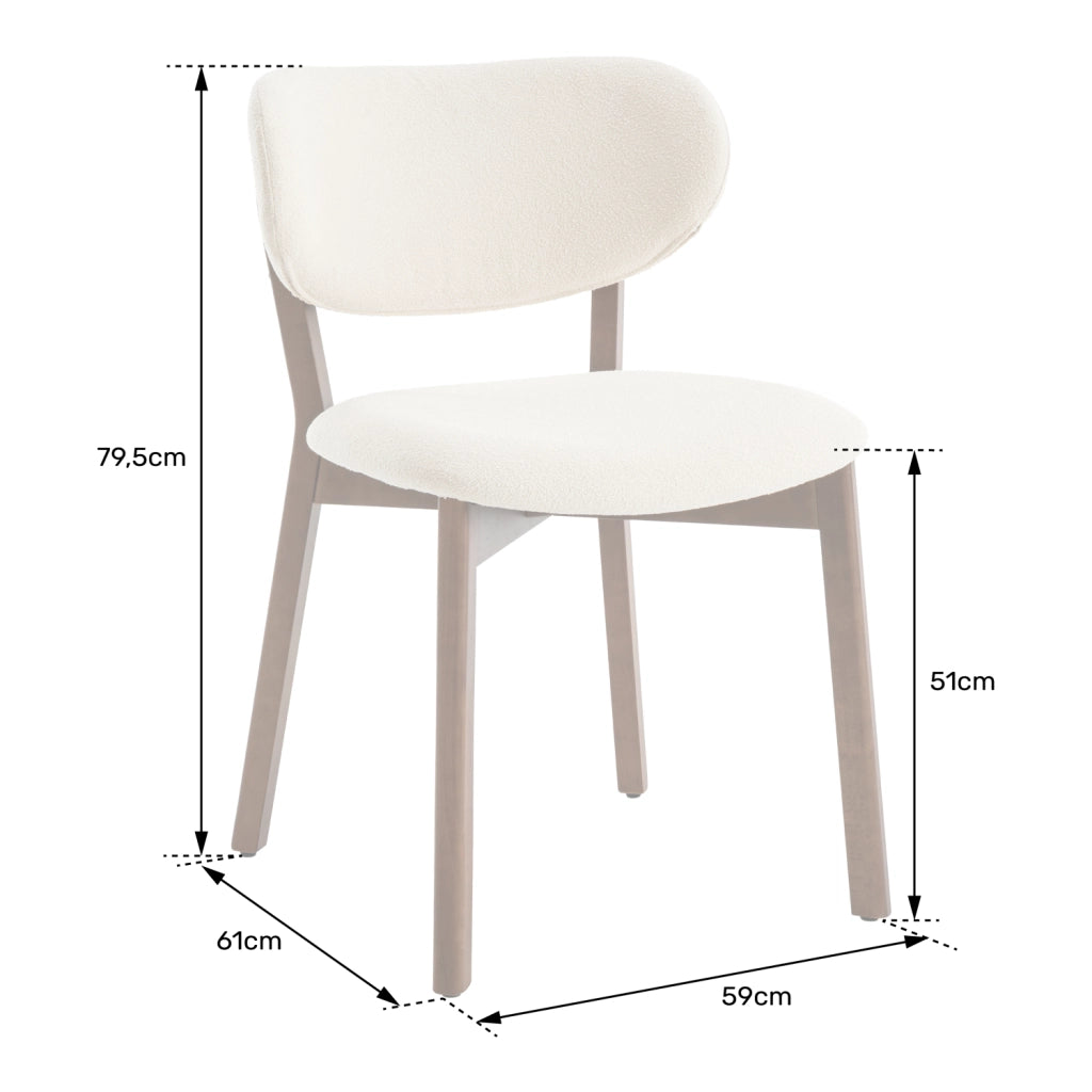 Set di 2 sedie AURA beige in tessuto loop e legno chiaro