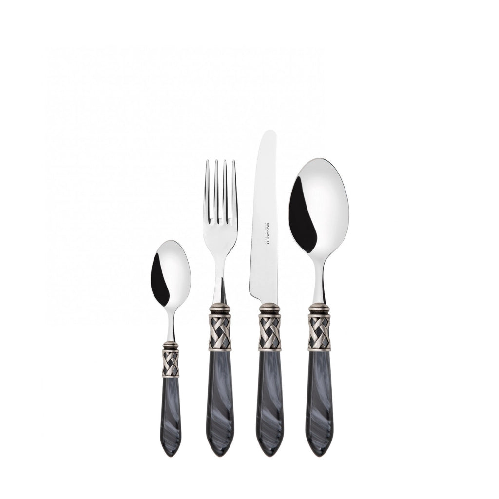ALADDIN Ghiera Argento Anticato, Posate Set 24 Pz, Scatola