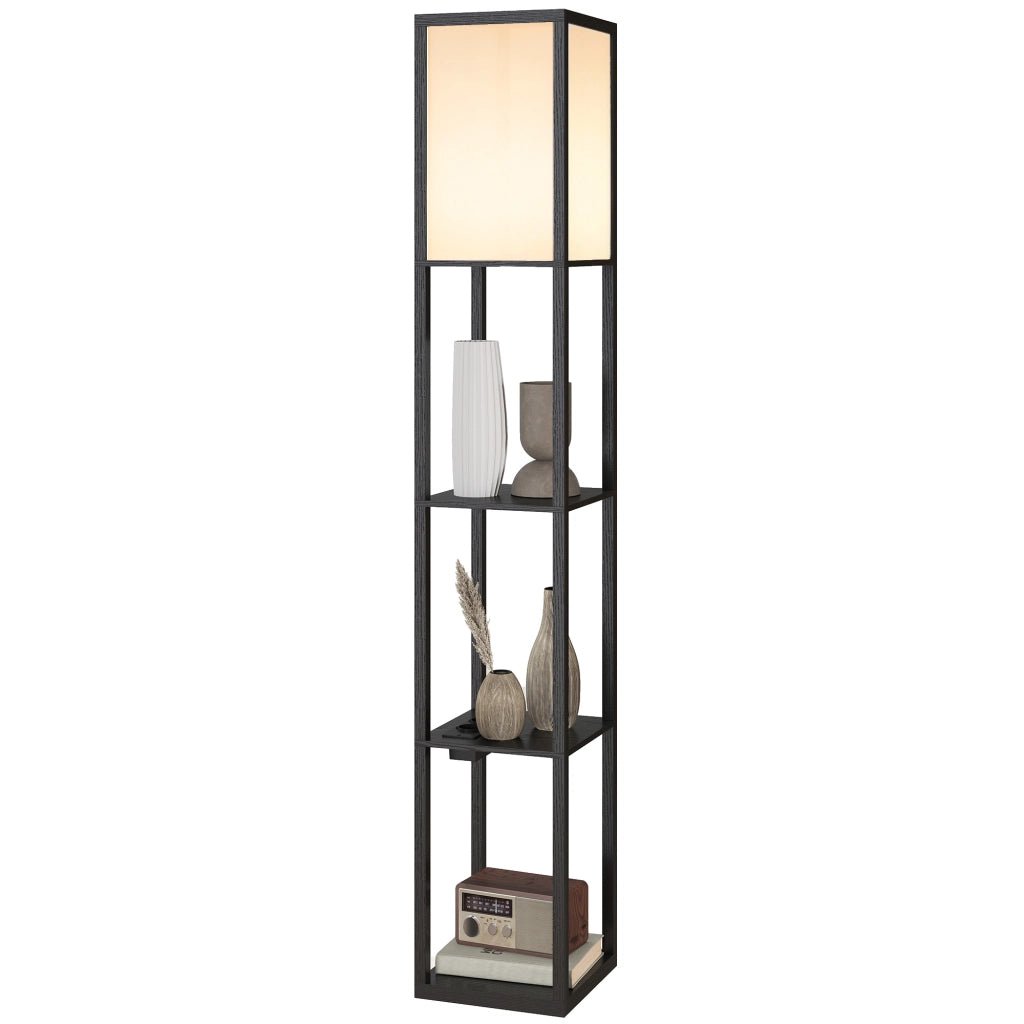 Lampada da Terra con Ripiani ¨C Minimal ¨C Nero