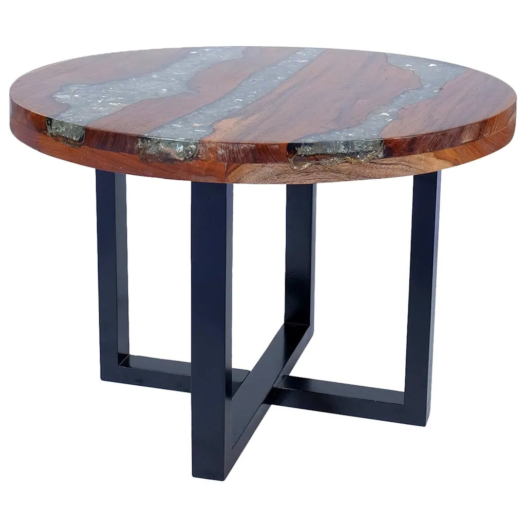 Tavolino da Salotto-Tavolino da soggiorno-Tavolo in Legno di Teak e Resina 60 cm