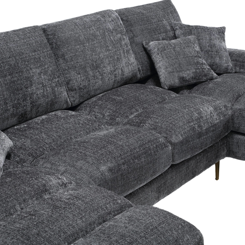 Divano angolare U ¨C MINIMAL ¨C Chenille, 5 posti, grigio