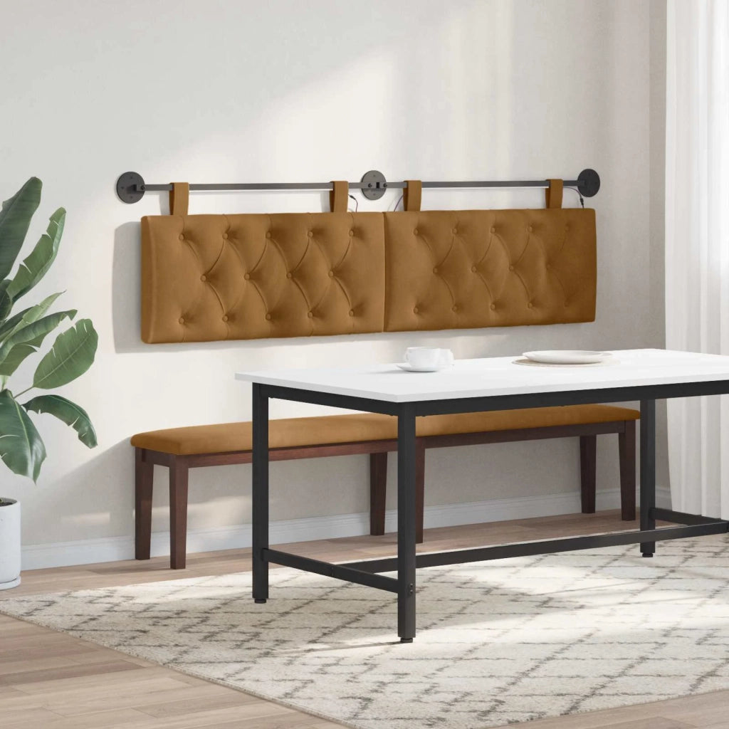 Testiera | Testata sospesa Con luce LED Marrone Velluto