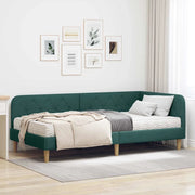 Cornice del letto ad angolo Verde Scuro 90 x 190 cm Tessuto